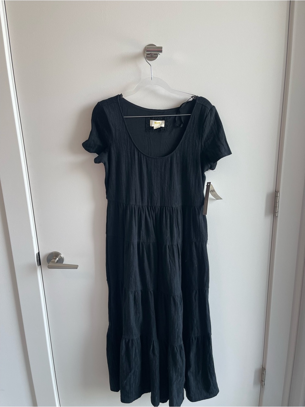 Anthropologie Black Tiered Short-Sleeve Midi Dress